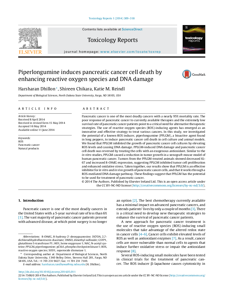 Piperlongumine induces pancreatic cancer cell death by enhancing reactive oxygen species and DNA damage 