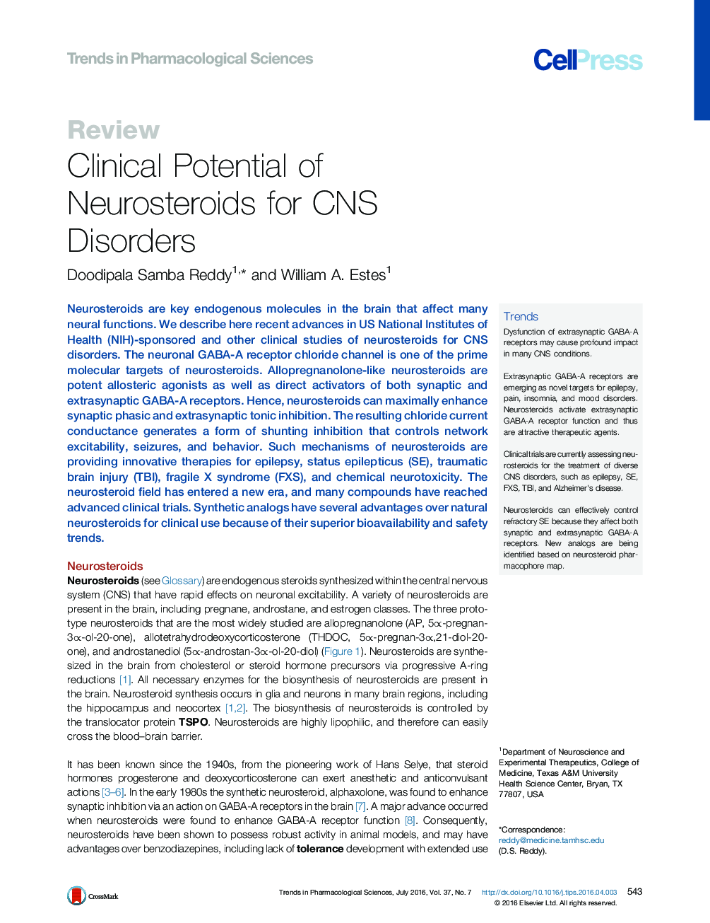 Clinical Potential of Neurosteroids for CNS Disorders