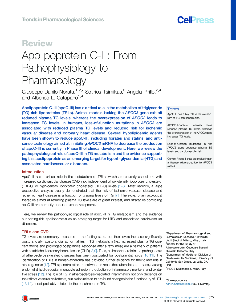 Apolipoprotein C-III: From Pathophysiology to Pharmacology