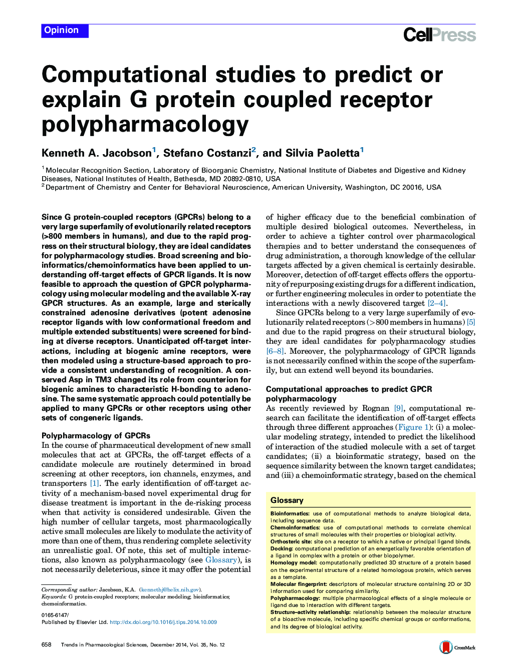 Computational studies to predict or explain G protein coupled receptor polypharmacology