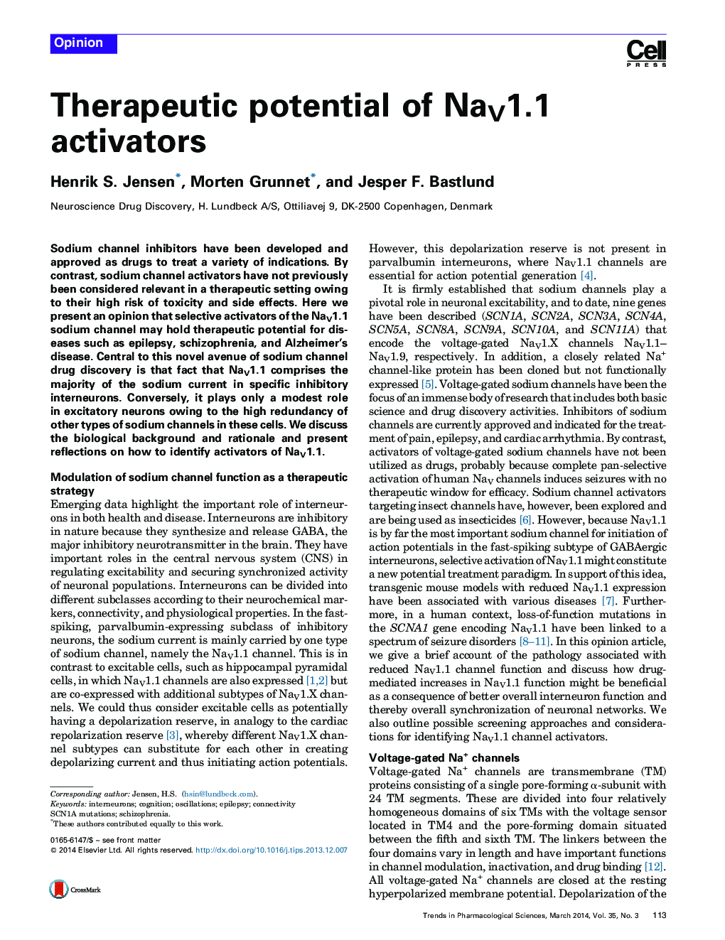 Therapeutic potential of NaV1.1 activators