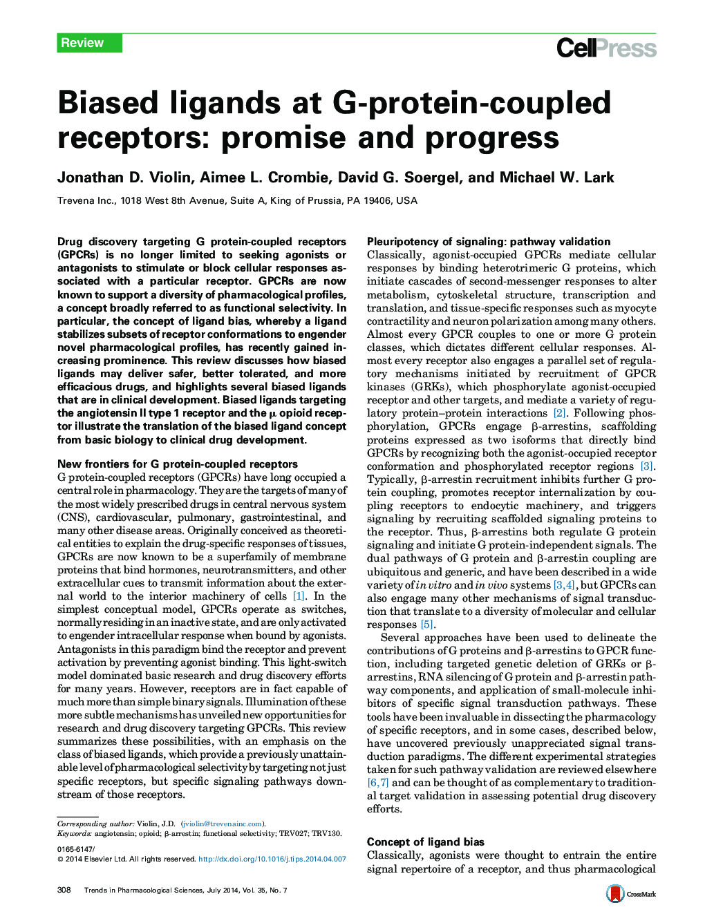 Biased ligands at G-protein-coupled receptors: promise and progress