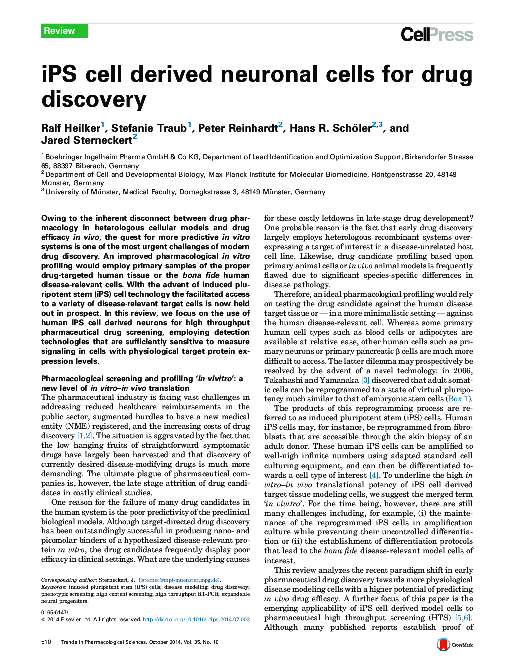 iPS cell derived neuronal cells for drug discovery