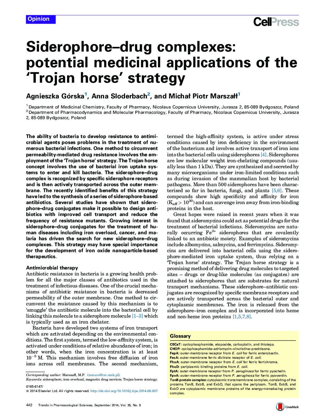 Siderophore–drug complexes: potential medicinal applications of the ‘Trojan horse’ strategy