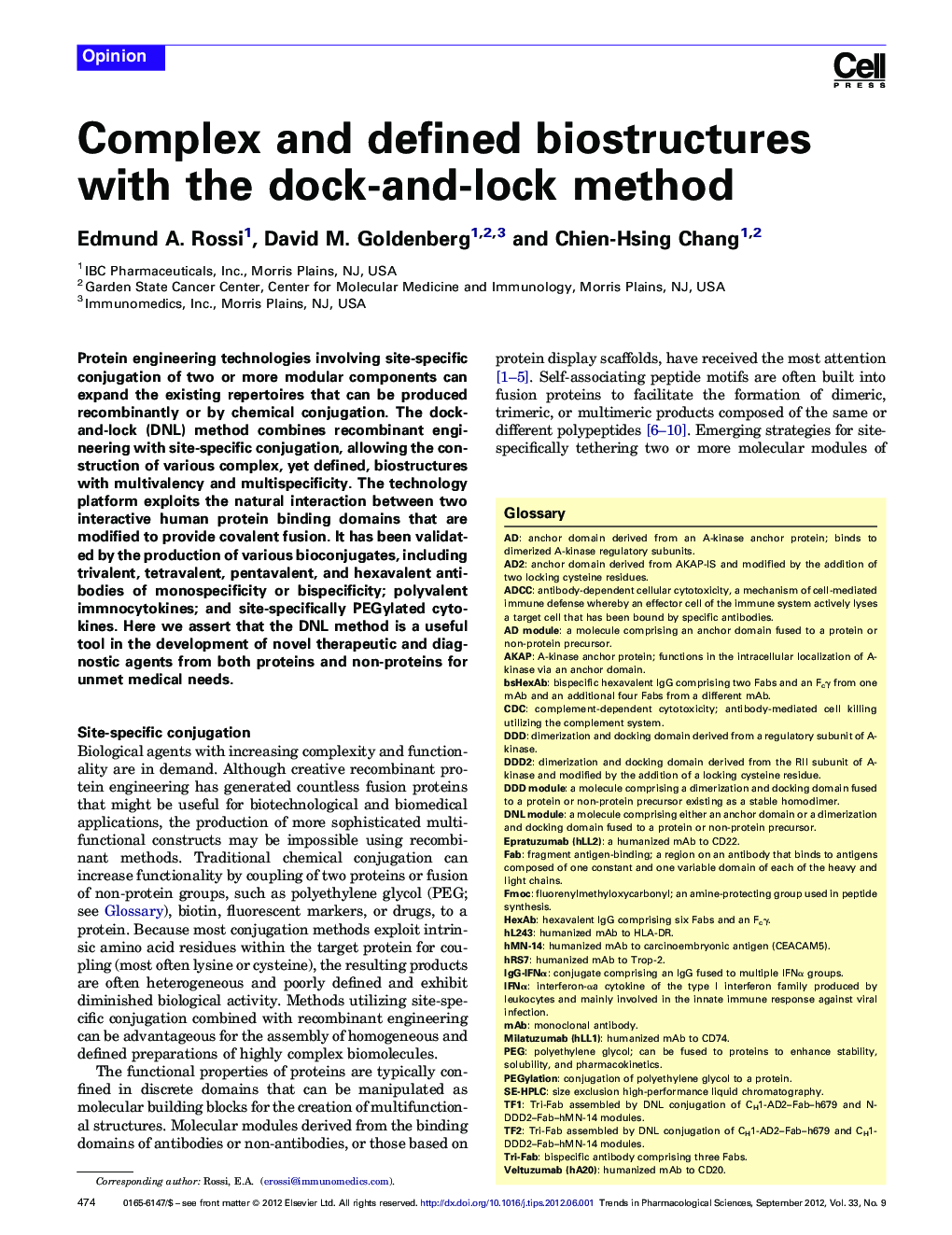 Complex and defined biostructures with the dock-and-lock method