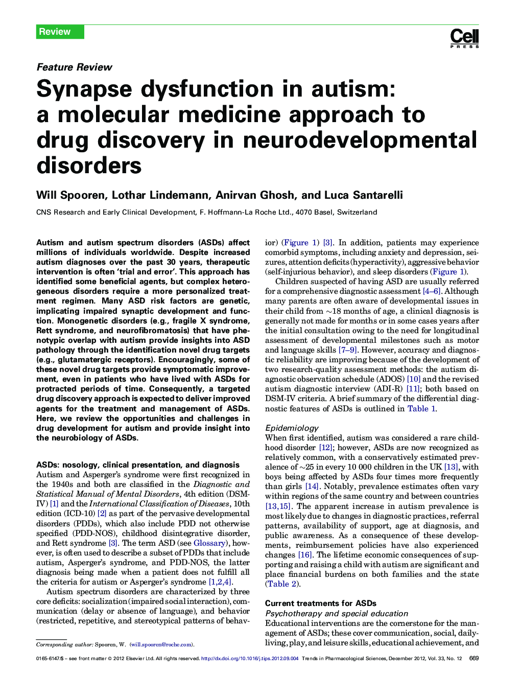 Synapse dysfunction in autism: a molecular medicine approach to drug discovery in neurodevelopmental disorders