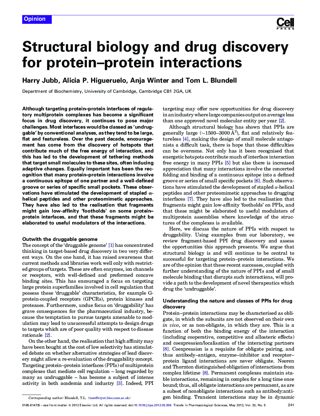 Structural biology and drug discovery for protein–protein interactions