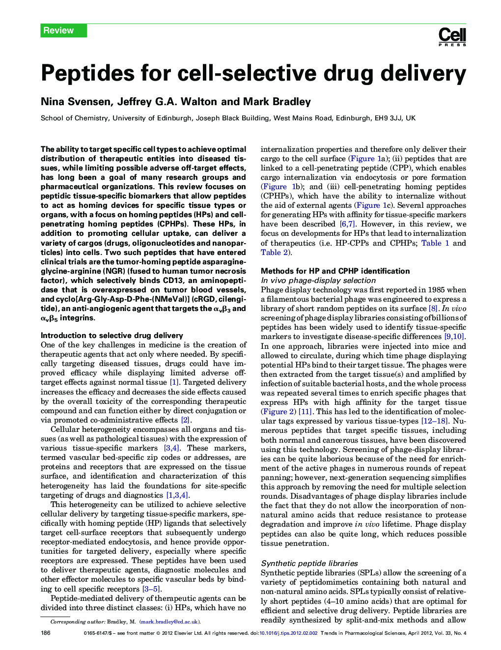 Peptides for cell-selective drug delivery