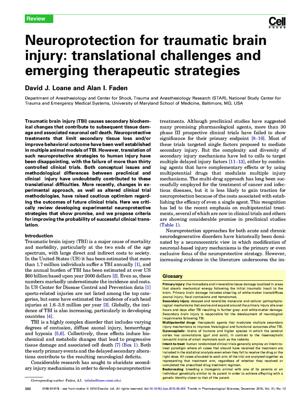 Neuroprotection for traumatic brain injury: translational challenges and emerging therapeutic strategies