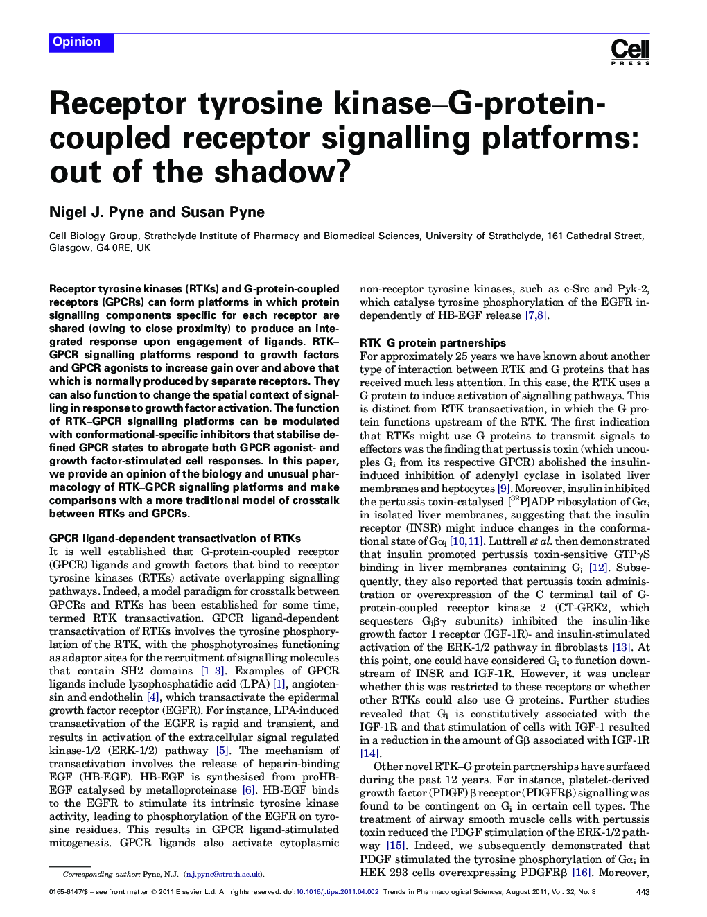 Receptor tyrosine kinase–G-protein-coupled receptor signalling platforms: out of the shadow?