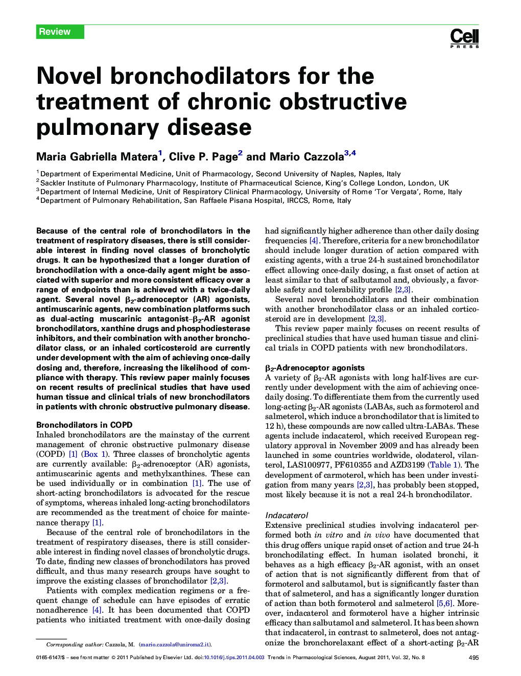 Novel bronchodilators for the treatment of chronic obstructive pulmonary disease