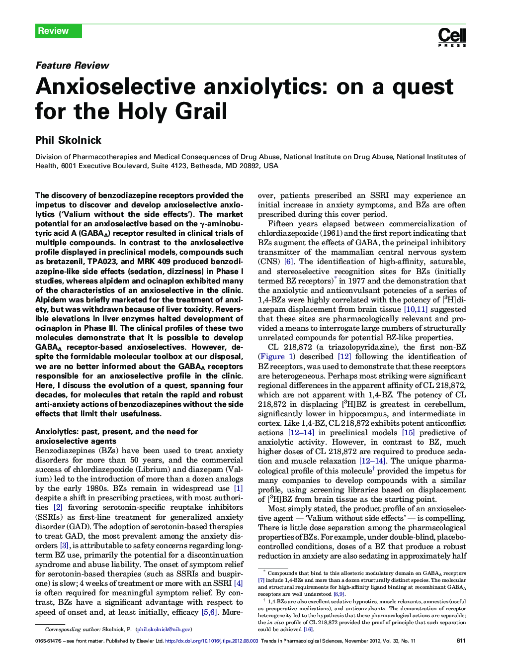 Anxioselective anxiolytics: on a quest for the Holy Grail