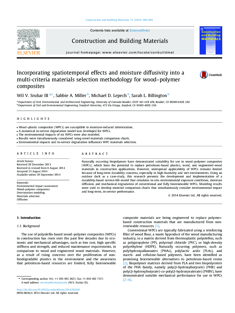 Incorporating spatiotemporal effects and moisture diffusivity into a multi-criteria materials selection methodology for wood–polymer composites