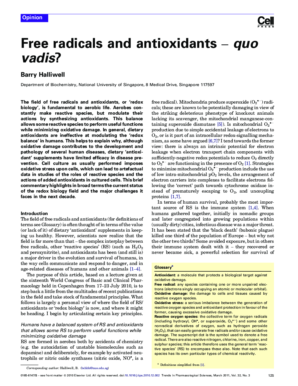 Free radicals and antioxidants – quo vadis?