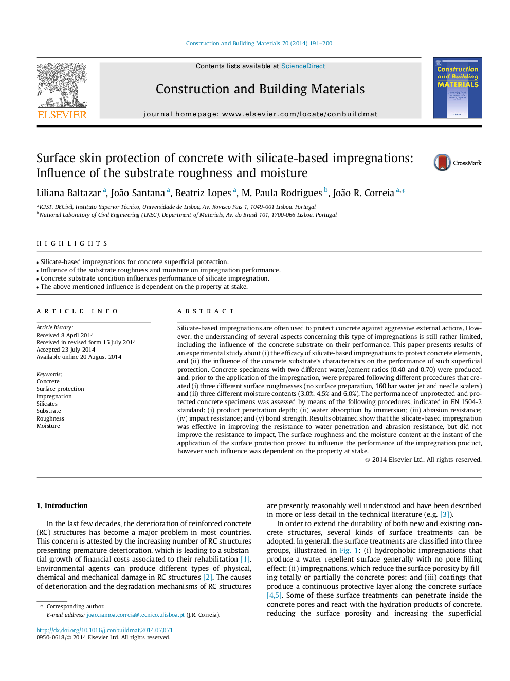 Surface skin protection of concrete with silicate-based impregnations: Influence of the substrate roughness and moisture