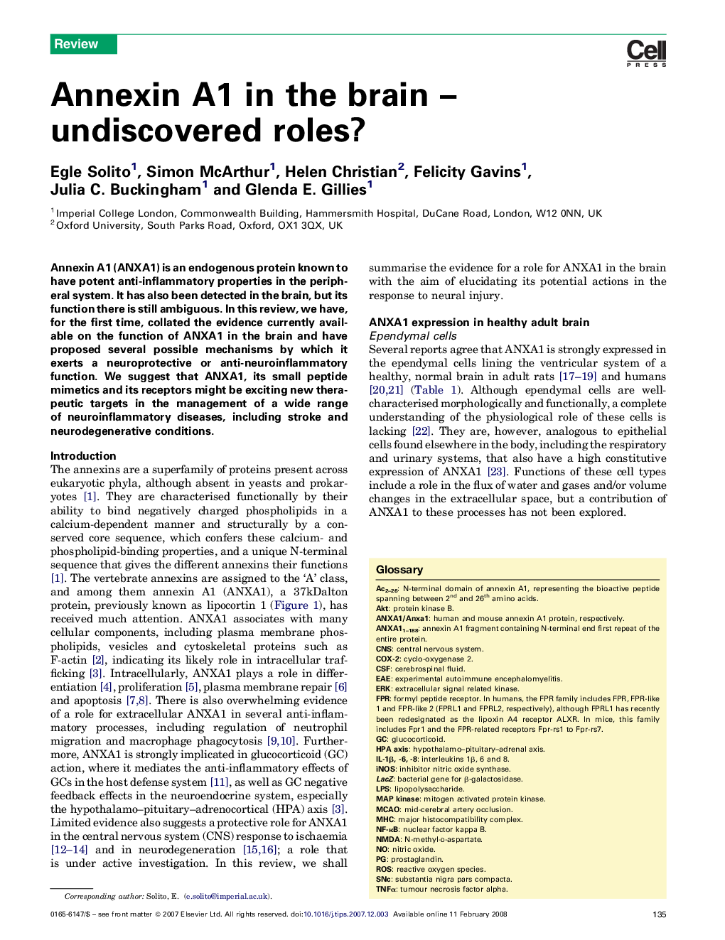 Annexin A1 in the brain – undiscovered roles?
