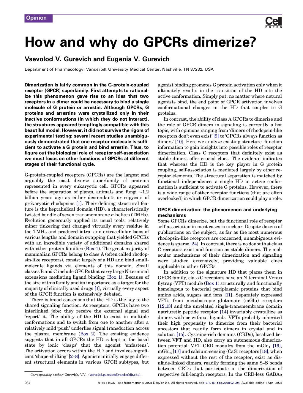 How and why do GPCRs dimerize?