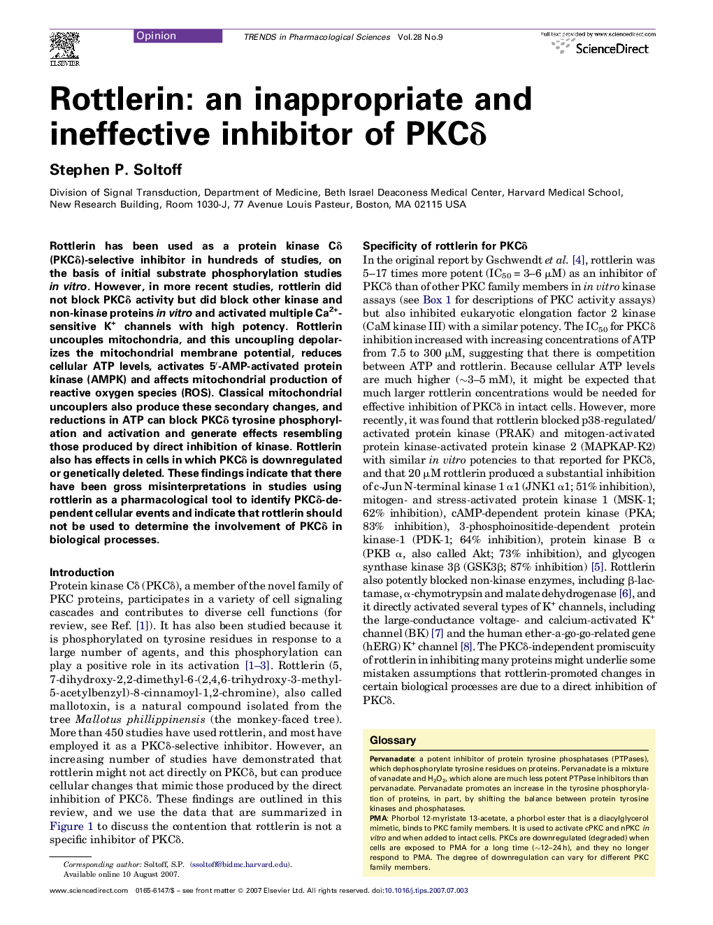 عکس صفحه اول مقاله: Rottlerin: an inappropriate and ineffective inhibitor of PKCδ Rottlerin: an inappropriate and ineffective inhibitor of PKCδ