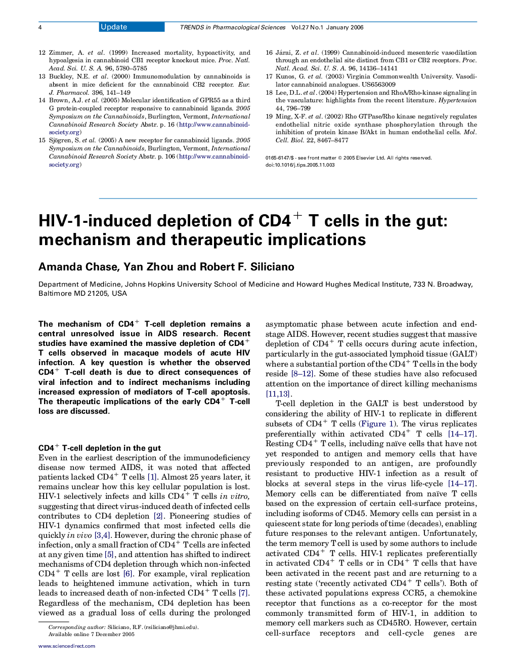 HIV-1-induced depletion of CD4+ T cells in the gut: mechanism and therapeutic implications