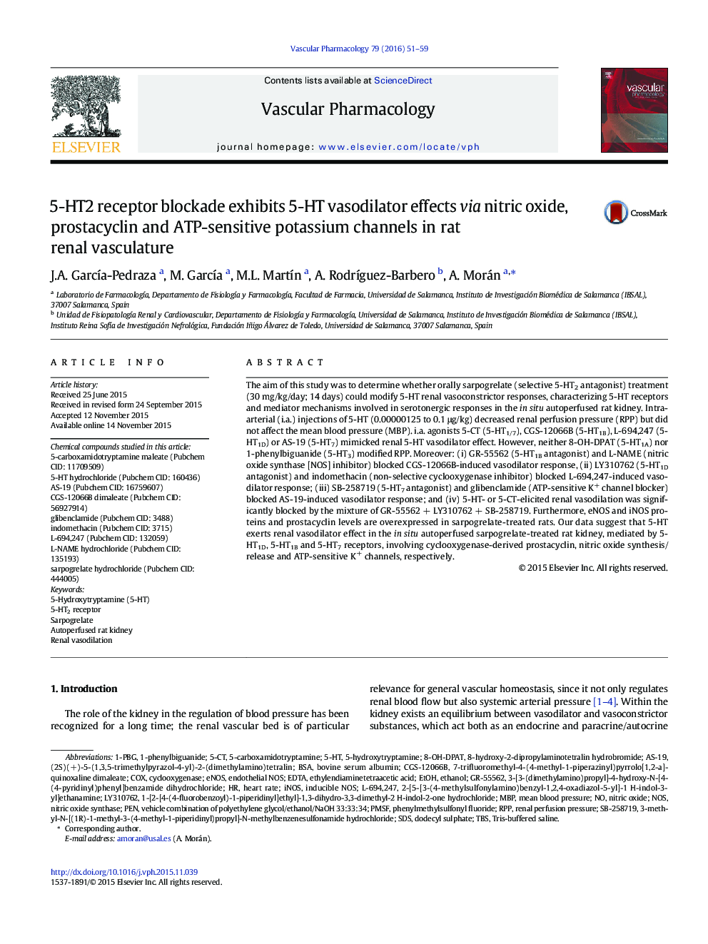 5-HT2 receptor blockade exhibits 5-HT vasodilator effects via nitric oxide, prostacyclin and ATP-sensitive potassium channels in rat renal vasculature