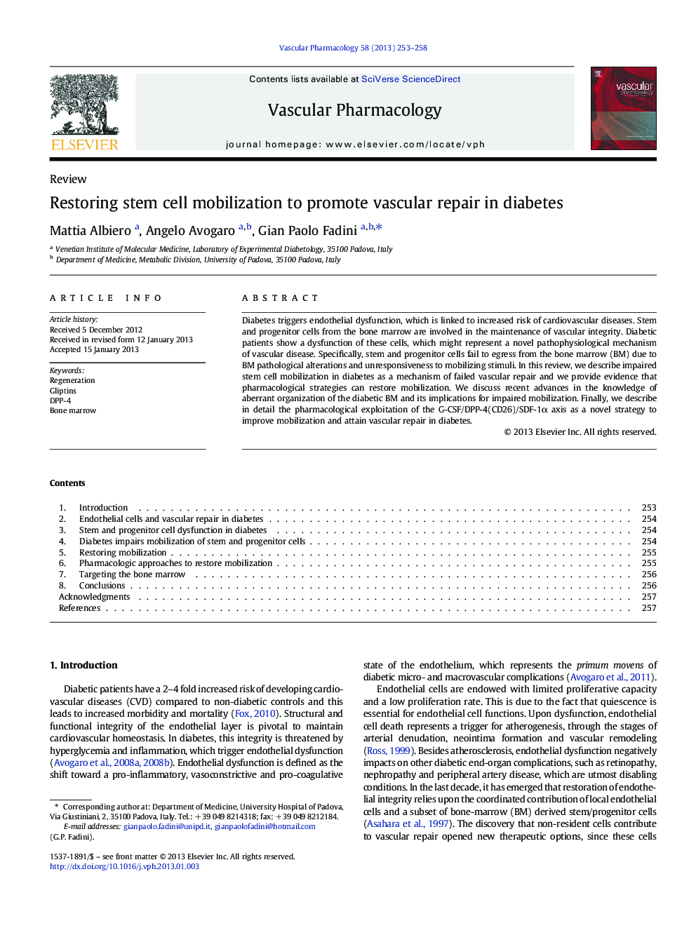 Restoring stem cell mobilization to promote vascular repair in diabetes