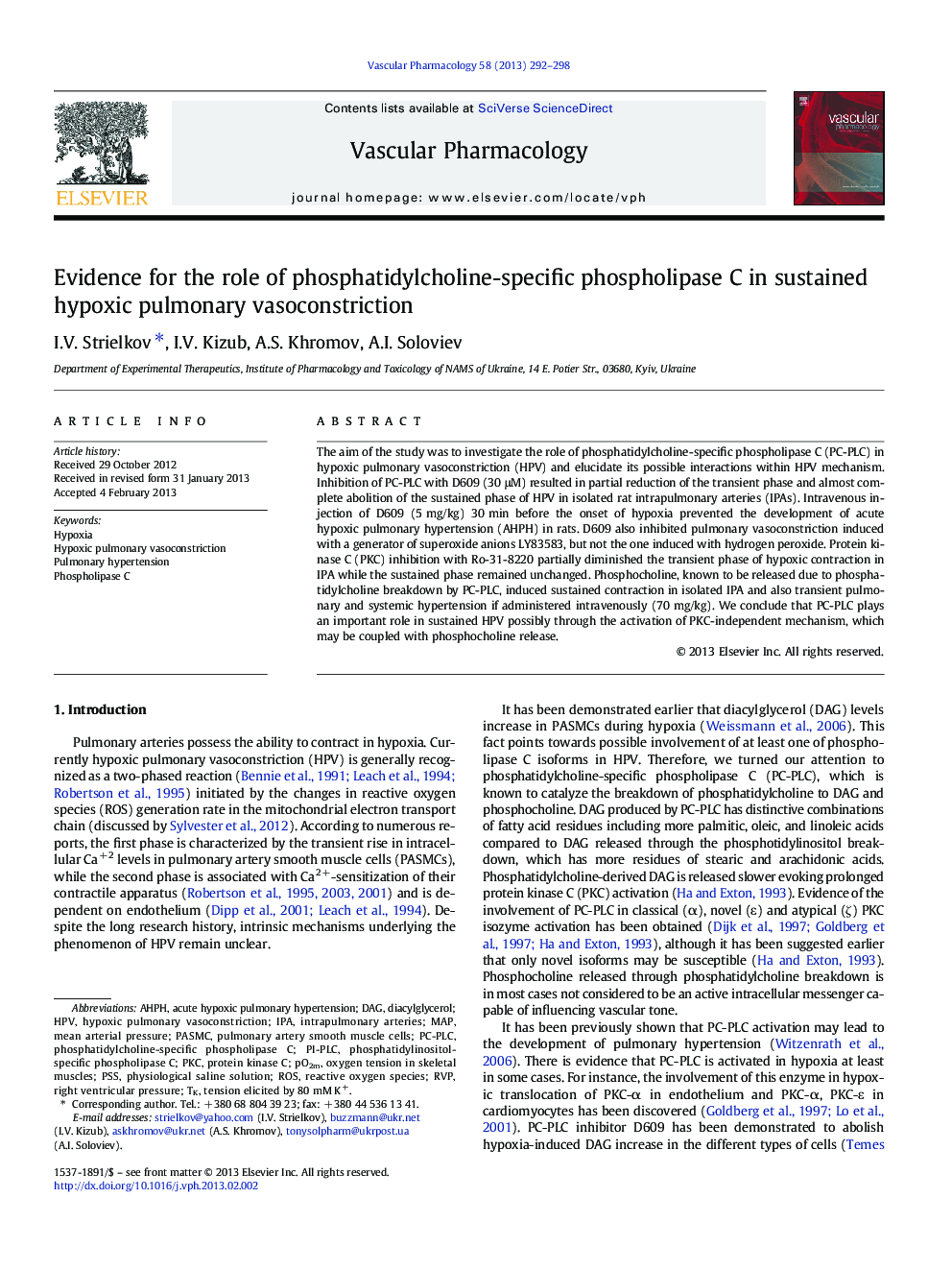 Evidence for the role of phosphatidylcholine-specific phospholipase C in sustained hypoxic pulmonary vasoconstriction