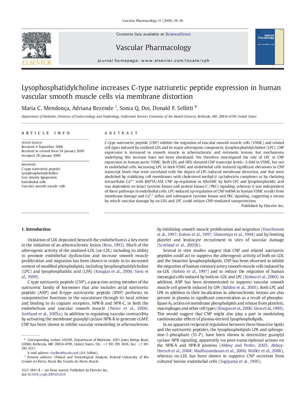 Lysophosphatidylcholine increases C-type natriuretic peptide expression in human vascular smooth muscle cells via membrane distortion