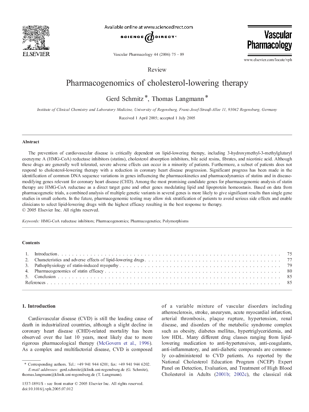 Pharmacogenomics of cholesterol-lowering therapy