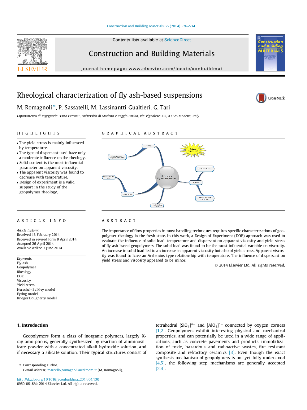 Rheological characterization of fly ash-based suspensions