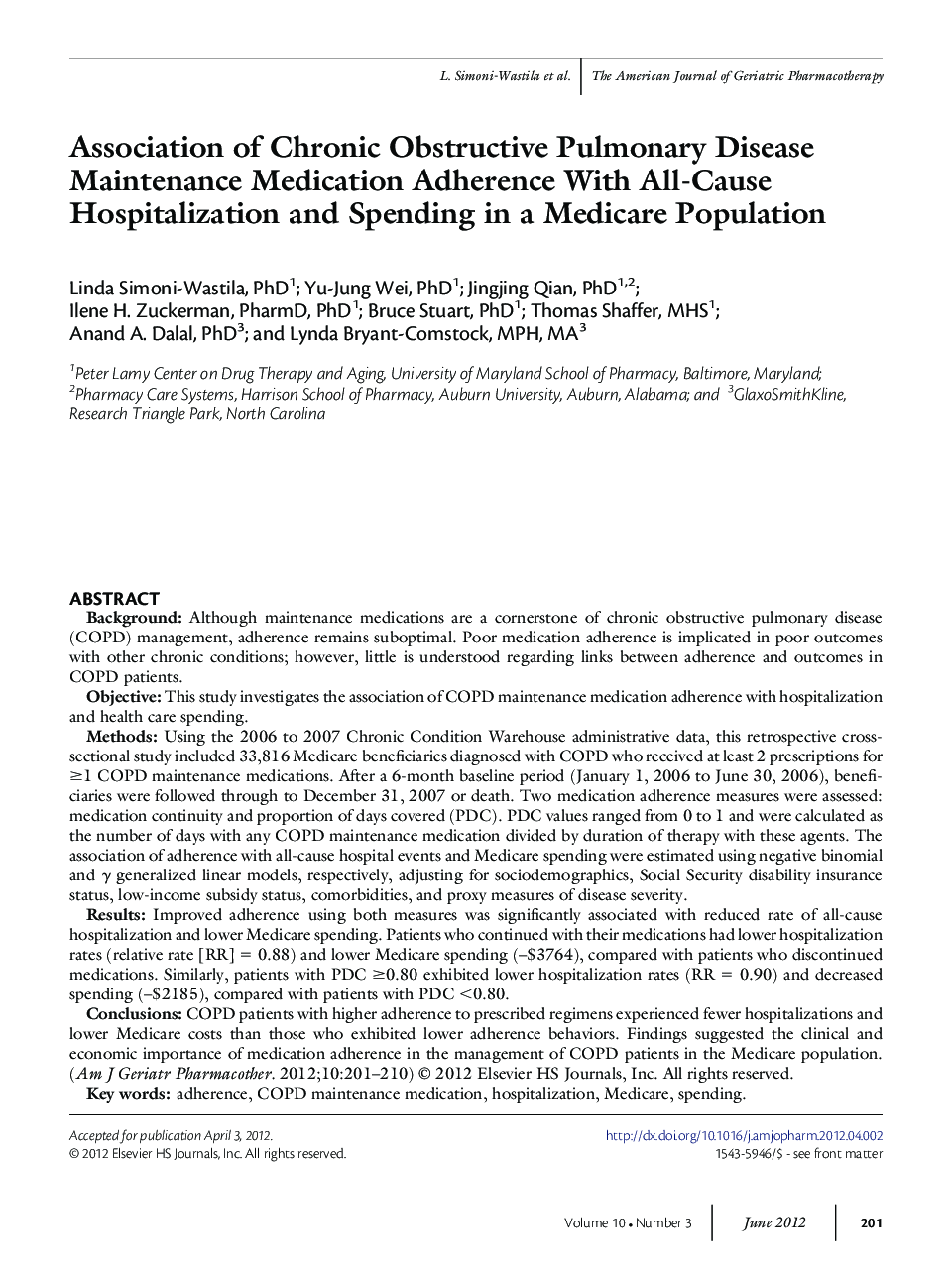 Association of Chronic Obstructive Pulmonary Disease Maintenance Medication Adherence With All-Cause Hospitalization and Spending in a Medicare Population