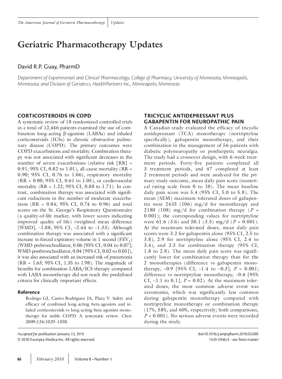 عکس صفحه اول مقاله: Geriatric pharmacotherapy updates Geriatric pharmacotherapy updates
