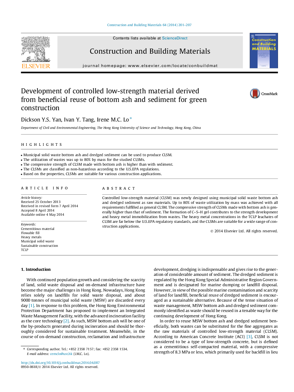 Development of controlled low-strength material derived from beneficial reuse of bottom ash and sediment for green construction