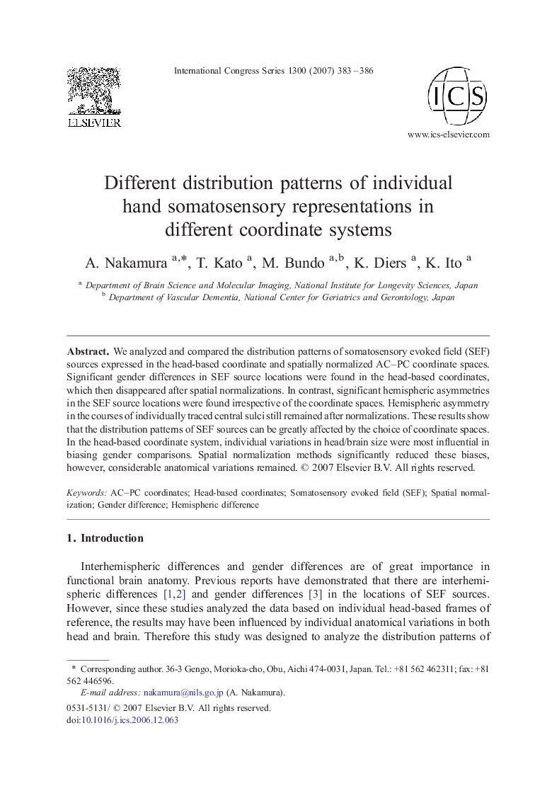 Different distribution patterns of individual hand somatosensory representations in different coordinate systems