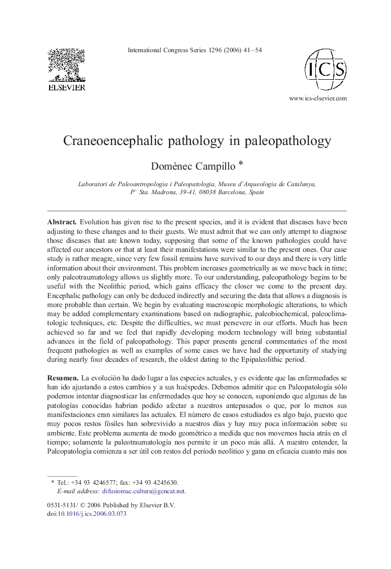 Craneoencephalic pathology in paleopathology