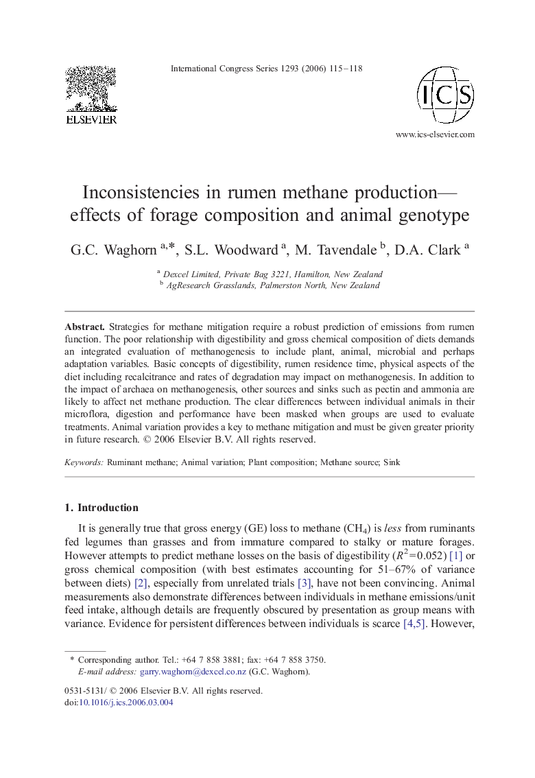 Inconsistencies in rumen methane production-effects of forage composition and animal genotype