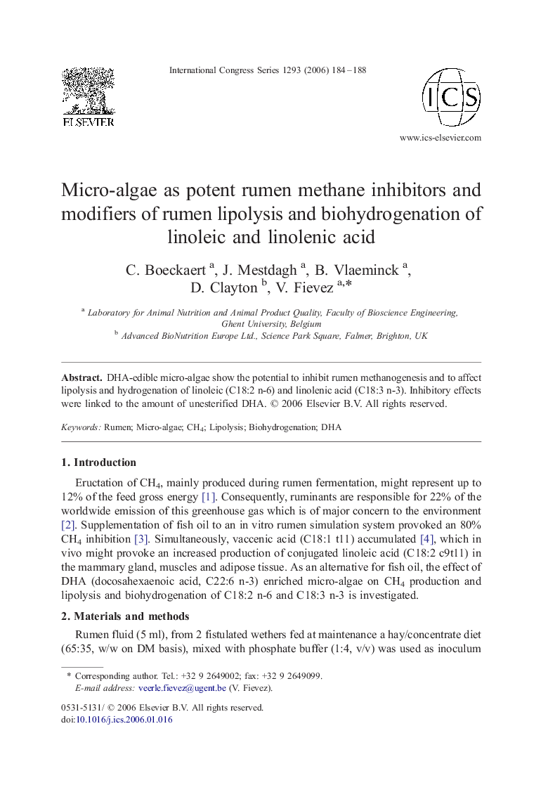 Micro-algae as potent rumen methane inhibitors and modifiers of rumen lipolysis and biohydrogenation of linoleic and linolenic acid