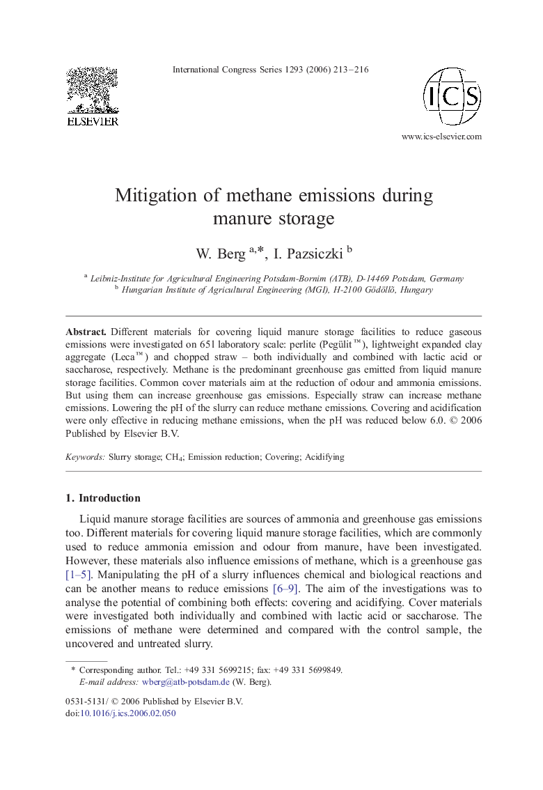 Mitigation of methane emissions during manure storage