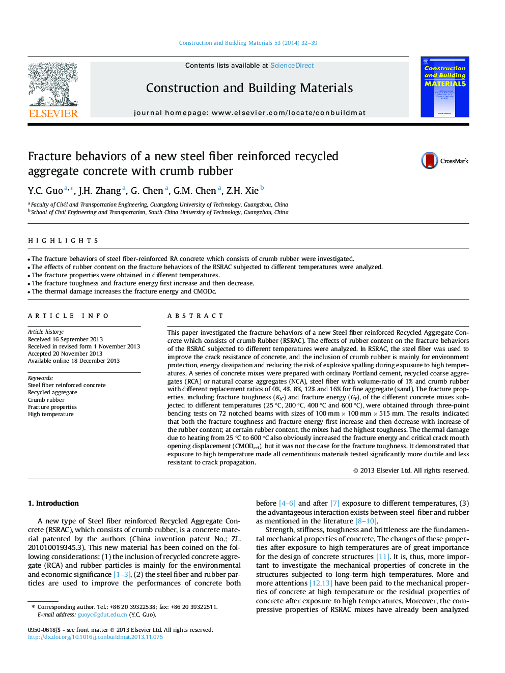 Fracture behaviors of a new steel fiber reinforced recycled aggregate concrete with crumb rubber