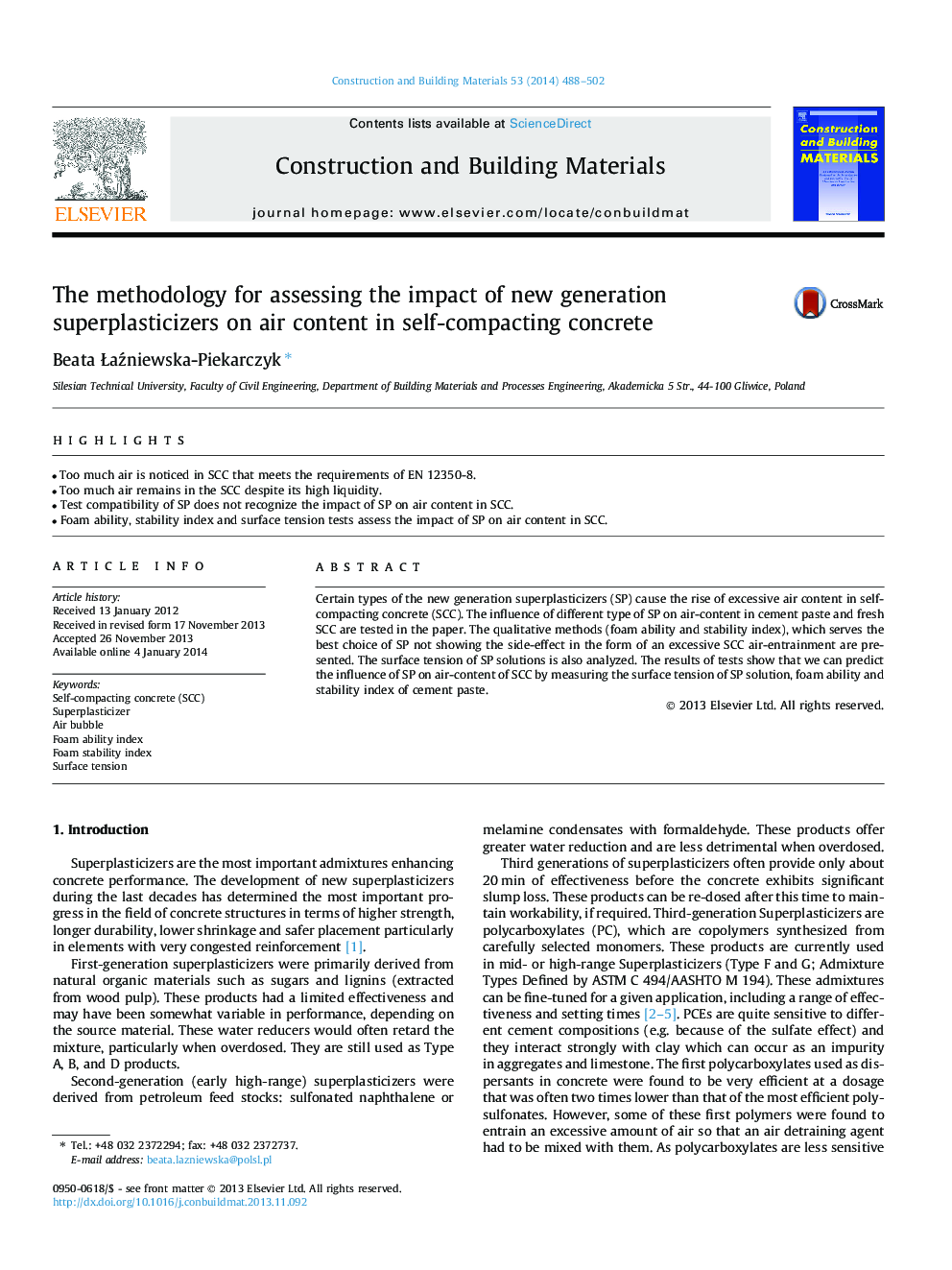 The methodology for assessing the impact of new generation superplasticizers on air content in self-compacting concrete