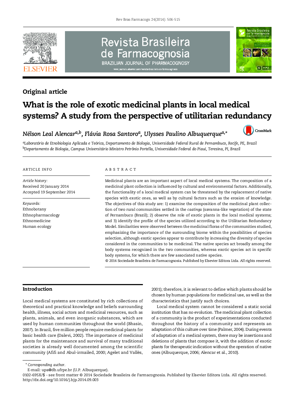 What is the role of exotic medicinal plants in local medical systems? A study from the perspective of utilitarian redundancy