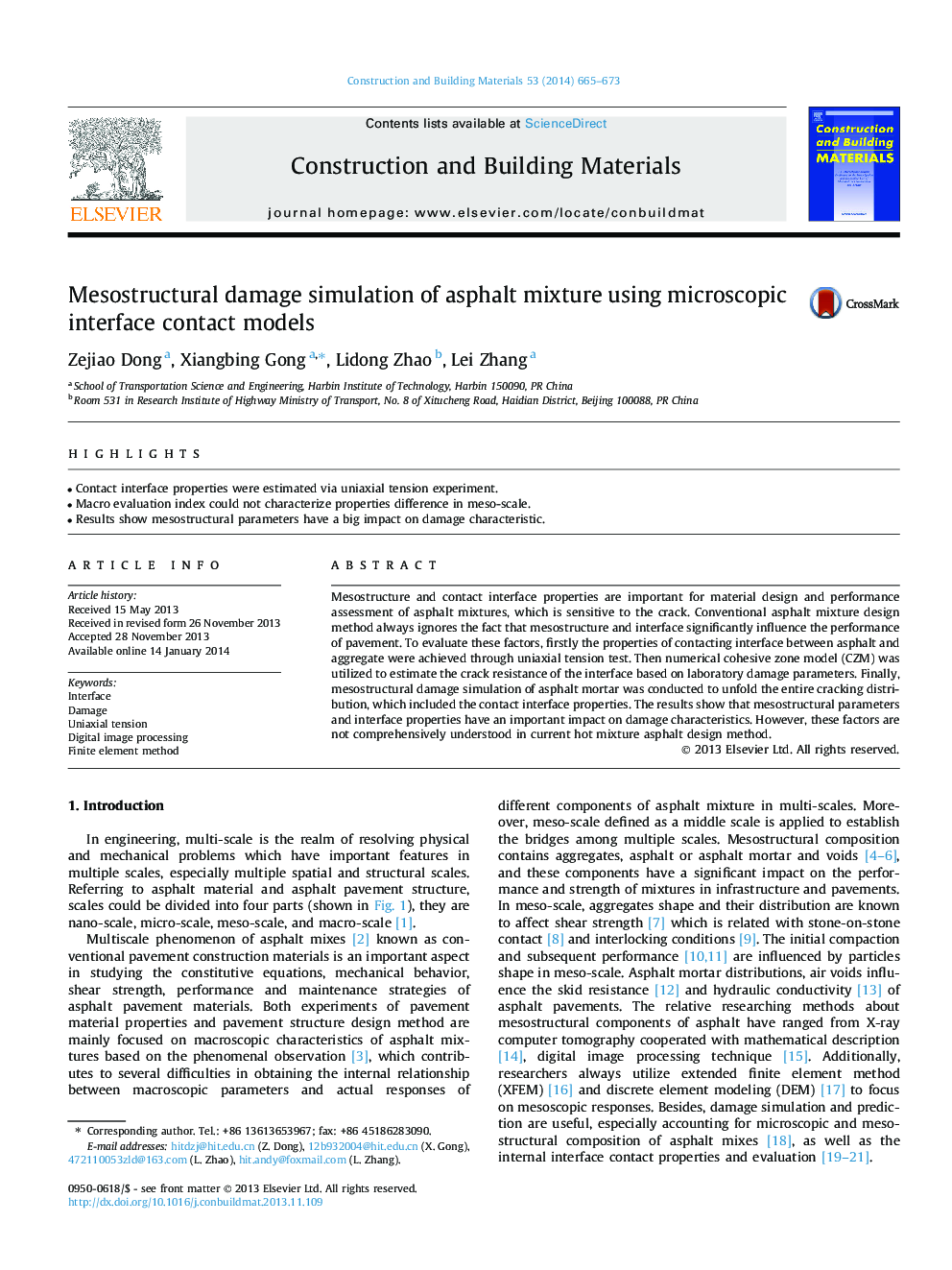 Mesostructural damage simulation of asphalt mixture using microscopic interface contact models