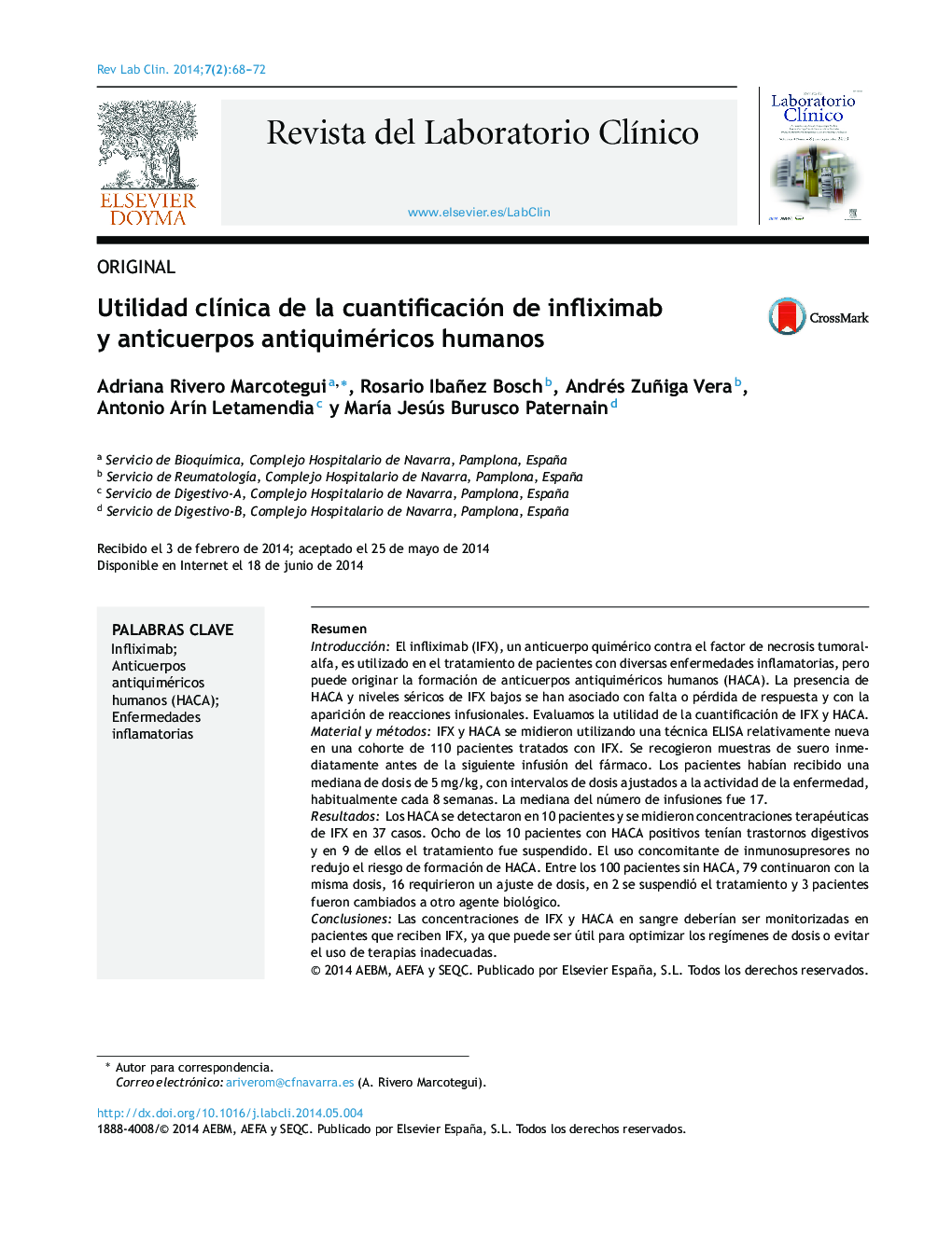 Utilidad clÃ­nica de la cuantificación de infliximab y anticuerpos antiquiméricos humanos