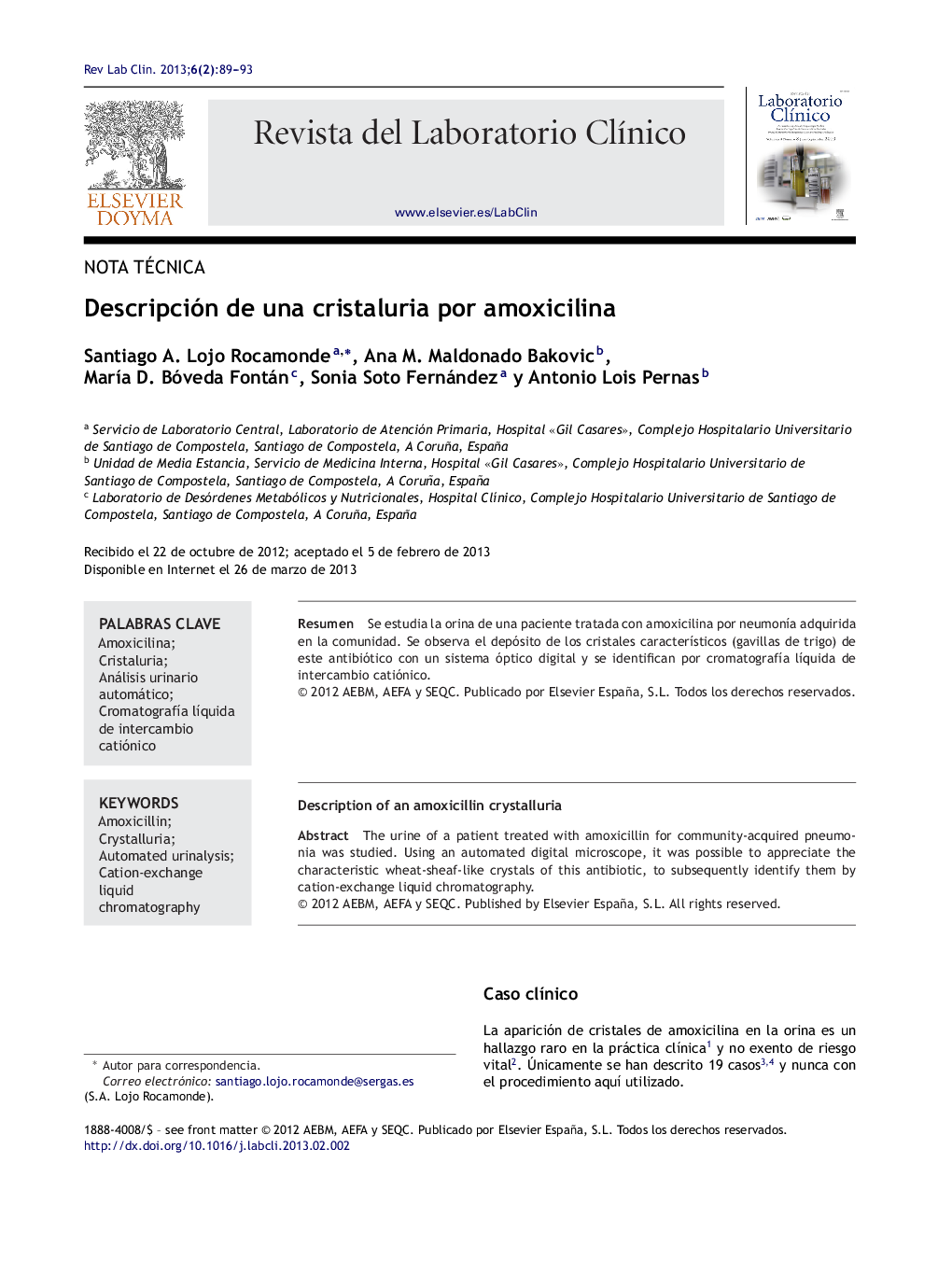 Descripción de una cristaluria por amoxicilina