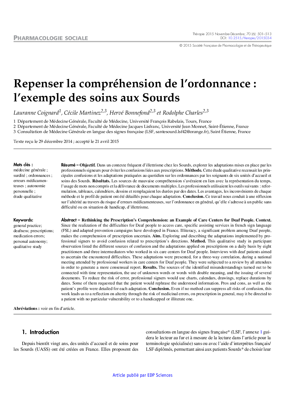 Repenser la compréhension de l'ordonnance : l'exemple des soins aux Sourds