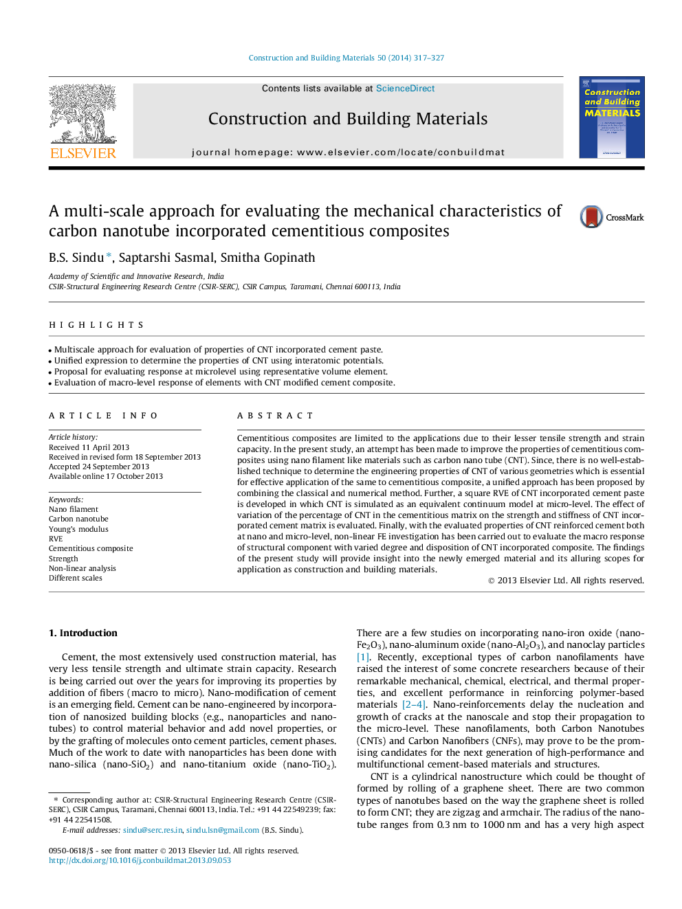 A multi-scale approach for evaluating the mechanical characteristics of carbon nanotube incorporated cementitious composites