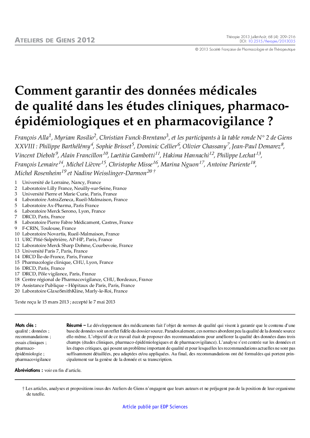 Comment garantir des données médicales de qualité dans les études cliniques, pharmaco-épidémiologiques et en pharmacovigilance ?