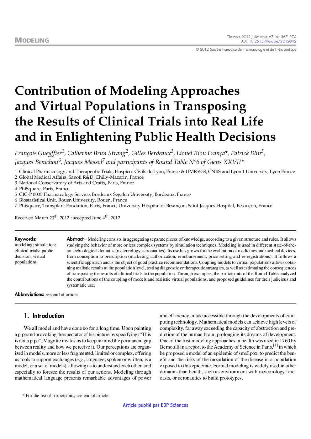 Contribution of Modeling Approaches and Virtual Populations in Transposing the Results of Clinical Trials into Real Life and in Enlightening Public Health Decisions
