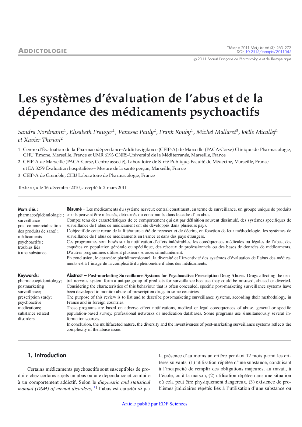 Les systÃ¨mes d'évaluation de l'abus et de la dépendance des médicaments psychoactifs