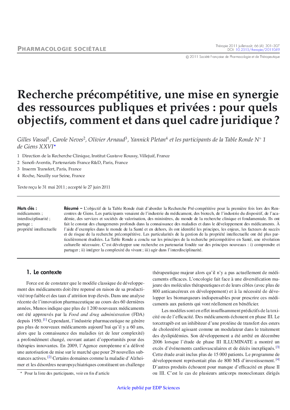 Recherche précompétitive, une mise en synergie des ressources publiques et privées : pour quels objectifs, comment et dans quel cadre juridique ?