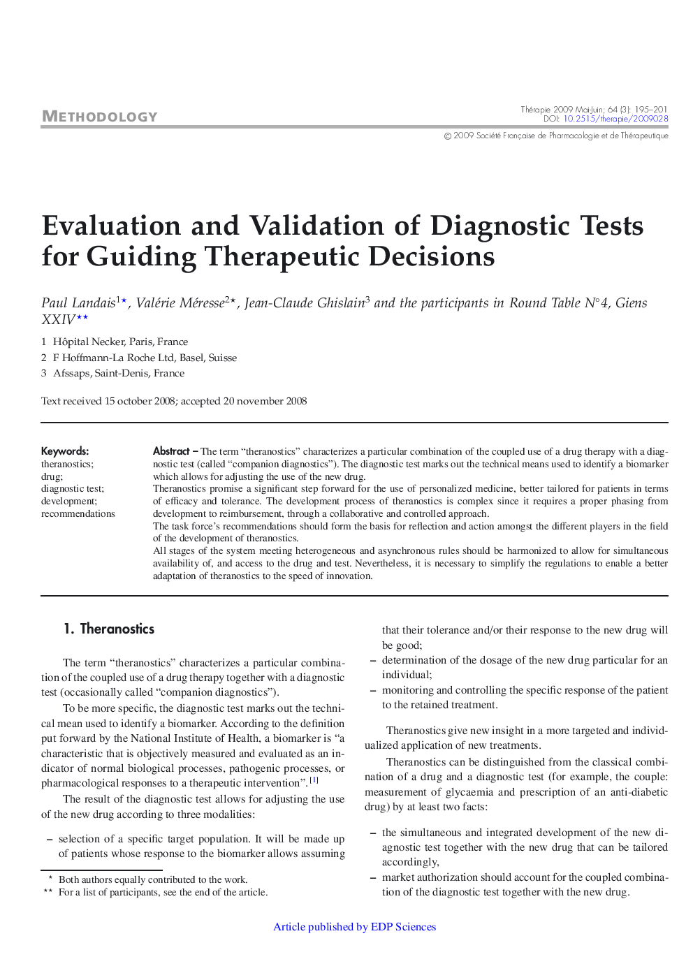 Evaluation and Validation of Diagnostic Tests for Guiding Therapeutic Decisions